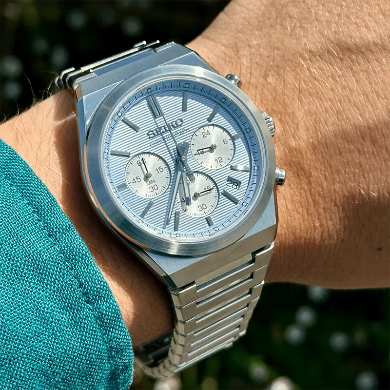 Seiko Chronograph Sporty Ice Blue Dial Quartz Watch- SSB459P1